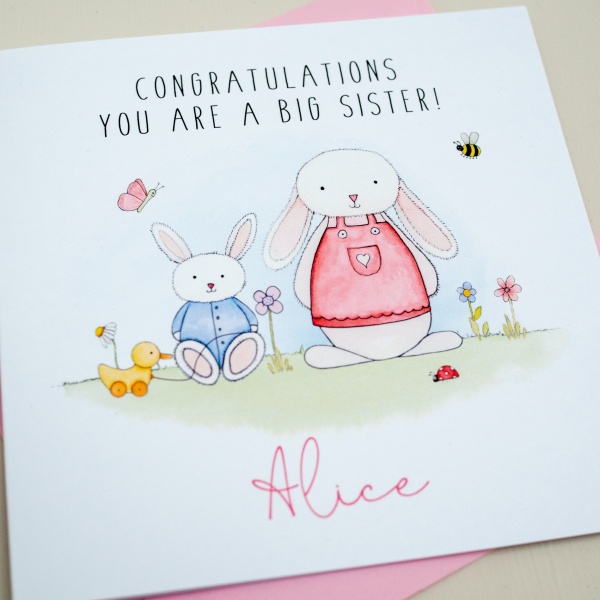 Personalised Handmade New Big Sister Card